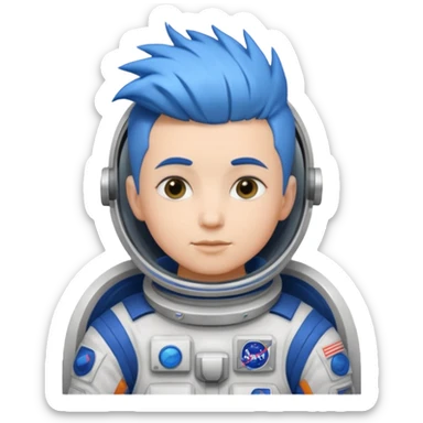 astronaut with short blue mohawk hair non helmet sticker