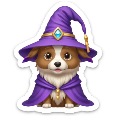 wizard dog with a purple wizard hat sticker