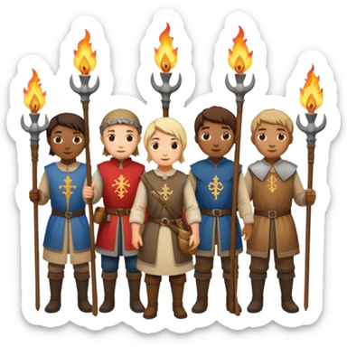 les villageois qui certains ont des fourches + torches (pas des fourches enflammer!) sapé en moyen age sticker