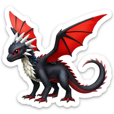 Shiny Red And Black Colorful Toothless-Trico-Silvally-Fakémon-hybrid-creature (full body)  sticker