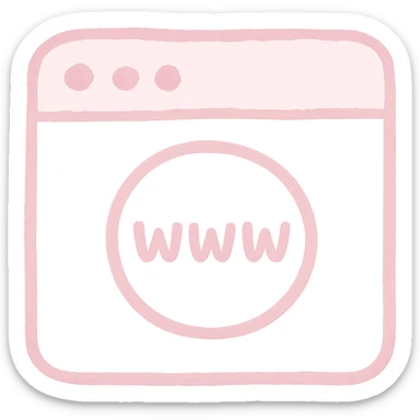 Japanese hand-drawn style, pink theme, soft and cute browser icon, transparent background, for mobile home screen sticker
