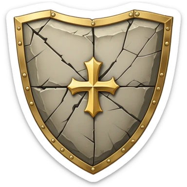 A stone shield cracked in three places, bound by gold wire. sticker