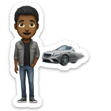 Guy with grey Mercedes-Benz S 63 AMG, sticker