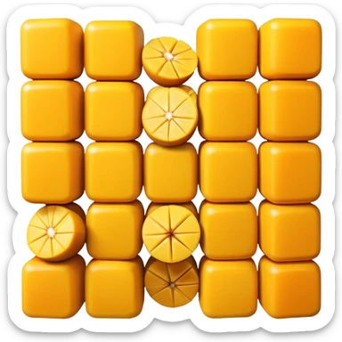 minimal mango cubes in a neat grid, flat design, bright yellow-orange, isolated, no face, no background, not cartoon sticker