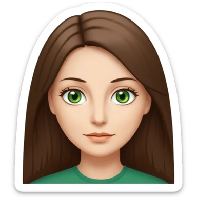 pretty middle age woman with green eyes and long straight ash-brown hair  sticker