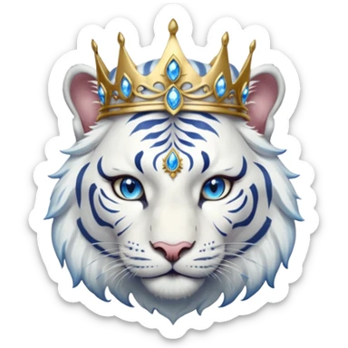 ESO Female white tiger khajiit leader of the umbral rose, blue eyes, blue 'third eye' gem, something symbolizing leadership ruling sticker