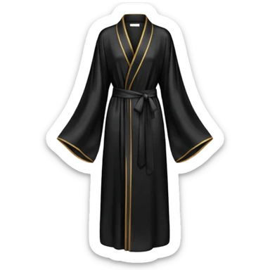 Plain Black silk long robe, extra long sleeves, high definition sticker