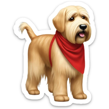 President Donald trump walking a wheaten terrier wearing a red bandana sticker