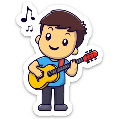 Musician with a confident smile looking up sticker