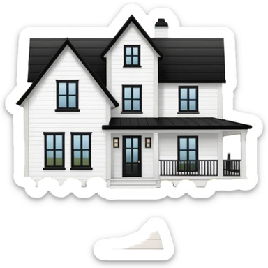 modern farmhouse with white siding and black trim sticker