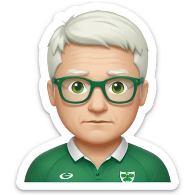 irish rugby player with very short white hair and green glasses sticker