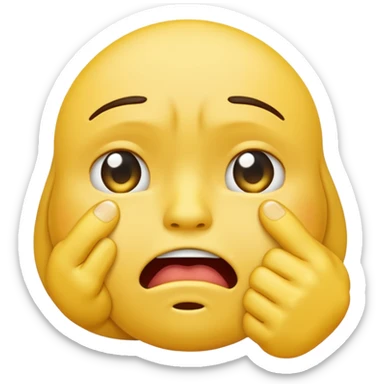 crying emoji with hand on mouth put in a fist sticker