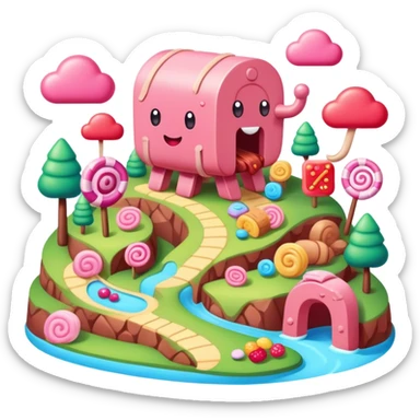 kawaii style SPAM MEAT candy land landscape  sticker
