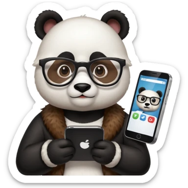 a panda who works as social media manager sticker
