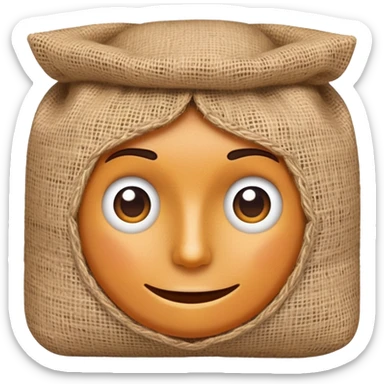 face with burlap sack texture sticker