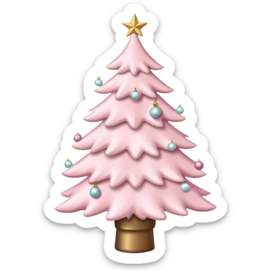 Pastel pink Christmas tree with white ornaments  sticker