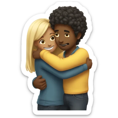 People hugging and 1 person this shhhhing  sticker