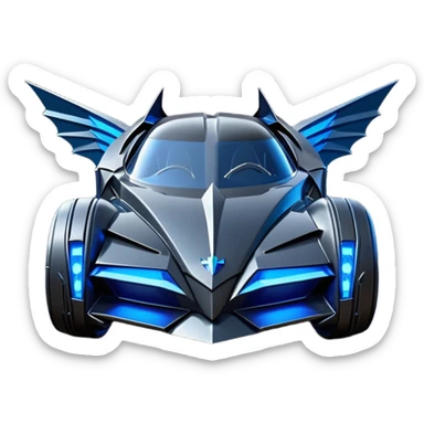  the animated series aerodynamic alien opulent dark knight futuristic concept Batmobile loosely based on 1936 cord 812(flat long straight faceted mechanical body) winged stealthy blue headlight covers street hot rod  sticker