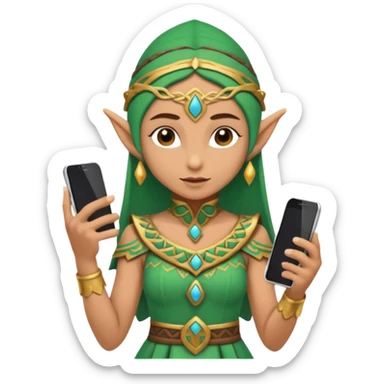 elf with mayan custome dress and smartphone sticker