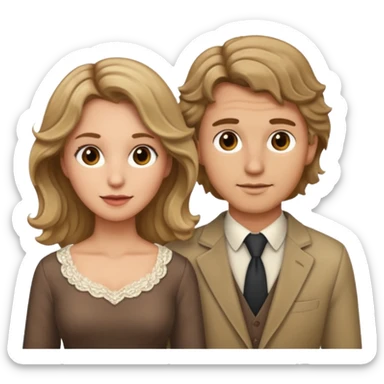 Married couple male dirty blonde hair and female brown wavy hair sticker