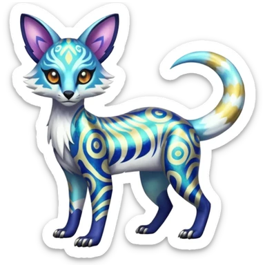 Shiny Exotic Colorful Patterned Esoteric Cool Genet-Absol-Zeraora-Primagen-fusion-creature  sticker