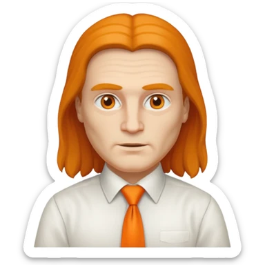 leonardo davinci in white shirt, orange tie sticker