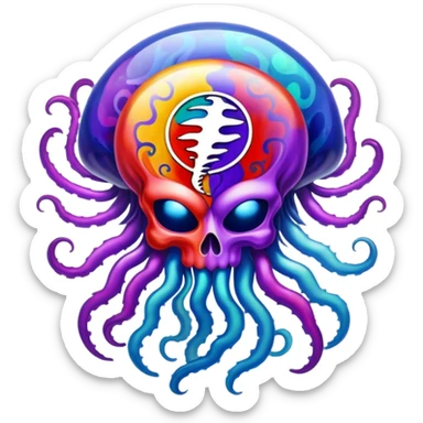 Jellyfish themed Grateful Dead, steal your face sticker