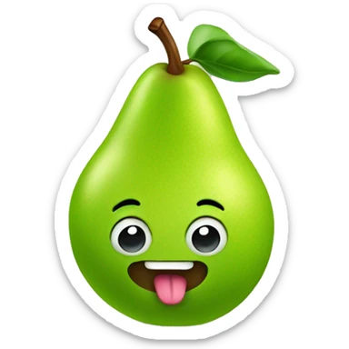 Green Cute pear with tongue sticker
