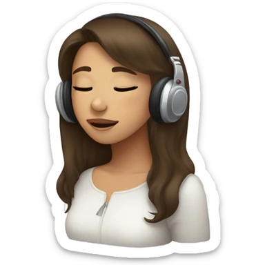 Girl closed eyes listening to music  brunette  eyes closed sticker