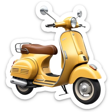 Cinematic Realistic Vespa Pop Culture Emoji, depicted as a sleek vintage scooter symbolizing Italian style rendered with dynamic detail and retro lighting. sticker