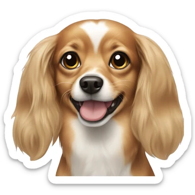 A dog that is a mix between a long haired chihuahua and a dachshund sticker