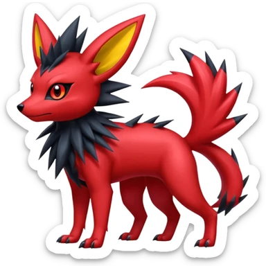  Shiny edgy red Zorua-Umbreon-Salandit-Jolteon-fusion sticker