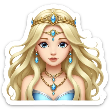 Beautiful fantasy girl with metal jewelry and long flowing hair, fantasy princess sticker