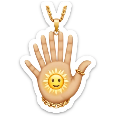 emojis for pendants with chains generally jewelry that is purposeful -- ethereal glowing hand palm lines-- 5 fingers reading palm 
 sticker
