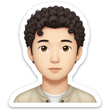 cute asian man with perm early 20s aesthetic sticker