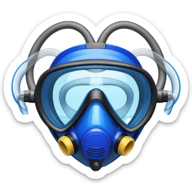A blue heart made of clear, transparent water with a scuba mask sticker