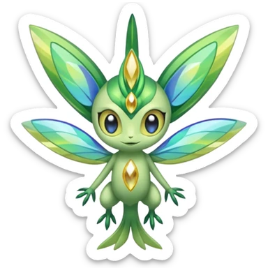 Shiny Aural Keldeon-Celebi-Helioptile-Heliolisk-Fakémon-fusion (full body) sticker