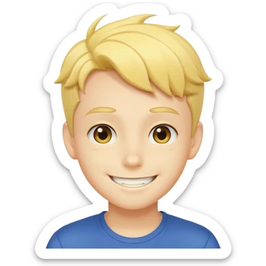 super cute anime pleading eyes classic yellow boy face cheesy smile bigger smile and thicker eyebrows  sticker