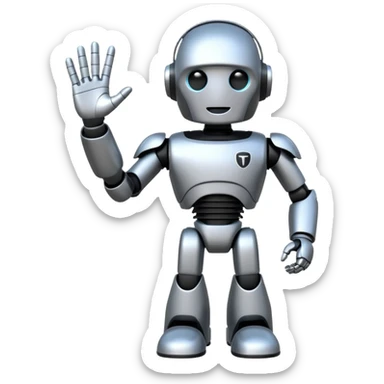 fullbody tesla bot, waving hand sticker