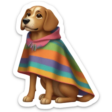 Dog in a pancho sticker