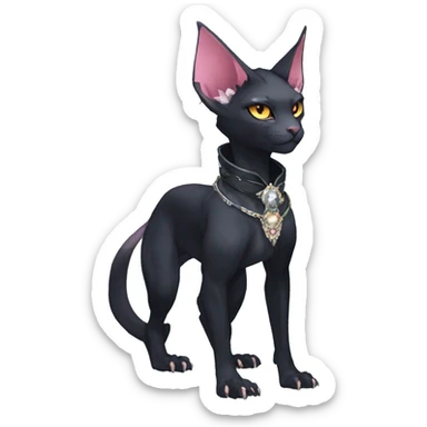 cool punk kawaii anime edgy distinguished pretty elegant beautiful fantasy black ethereal nargacuga-Noivern-sphynx-Quiana-Fakemon collar harness jewels full body sticker