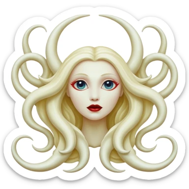 aesthetic brilliant divine lighting, oil paint  -  hieronymus bosch phantasmagoric mutated beautiful ivory sirens sticker