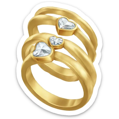 Gold ring with two diamond hearts one upside down and one normal but ones smaller  sticker