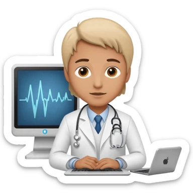 Doctor using my computer to report vital signs sticker