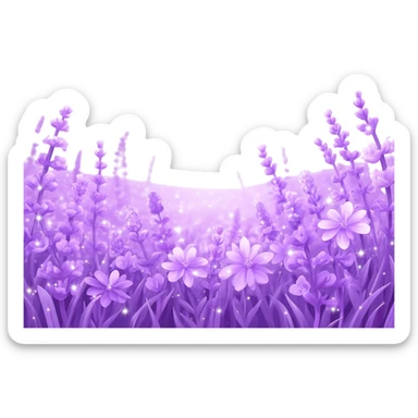 Shiny beautiful glossy purply pastel whitish light sparkly glittery sunny bright lavender lilac flower fields aesthetic scenery  sticker