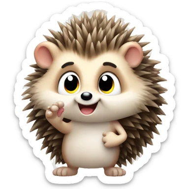 Cute little hedgehog waving his paw sticker