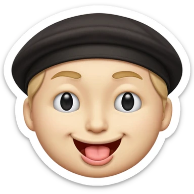 A cartoon-style emoji face with a backwards black cap, winking with the left eye and sticking the tongue out to the left. The expression is playful, cheeky, and confident, with raised eyebrows adding to the fun vibe.
 sticker