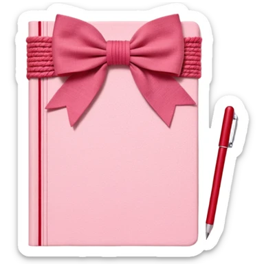 Junk journaling aesthetic book cover, tactile fabric textures, classic framing
Red yarn bow as focal point, soft shadows, calm pastel pink backdrop
Elegant, cozy, artistic, high-end print design sticker
