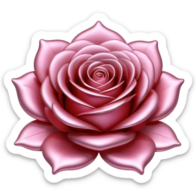 A rose emoji made of liquid silver metal, smooth metallic petals, reflective chrome surface, soft gradients, elegant shape, minimalistic iOS emoji style, centered, clean white background, realistic highlights, no text sticker