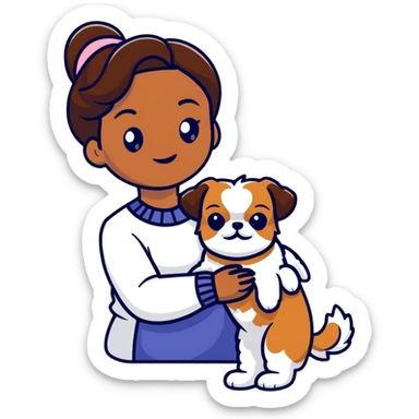 dark-skinned woman holding a Shih Tzu dog sticker